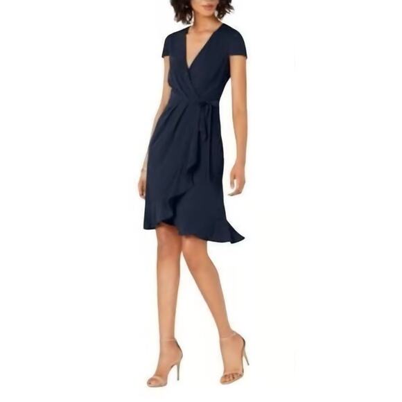 Jessica Howard Dresses & Skirts - Jessica Howard Navy Blue Women's Wrap Dress Short Sleeve Size 12 Career